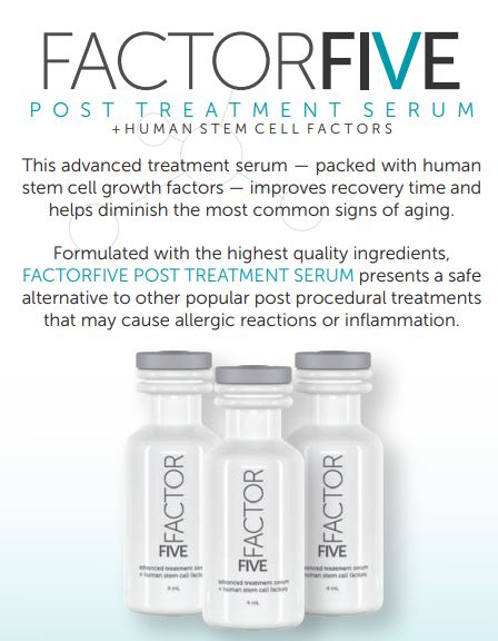 FactorFive is a breakthrough serum designed to fight the five most common signs of aging: wrinkles, sunspots, poor elasticity, thickness, and texture.